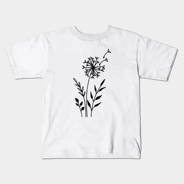 Minimalist dandelion Kids T-Shirt by Vintage Dream